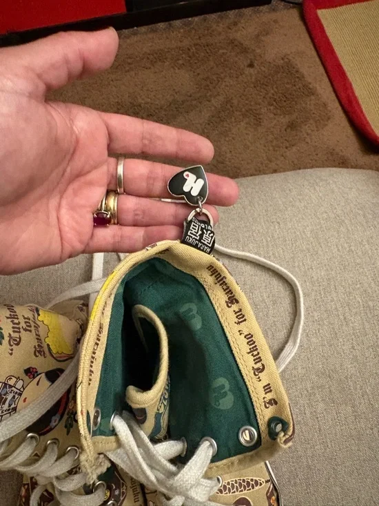 Harajuku Lovers Beige Graphic High-Top Sneakers - Picture 3 of 4